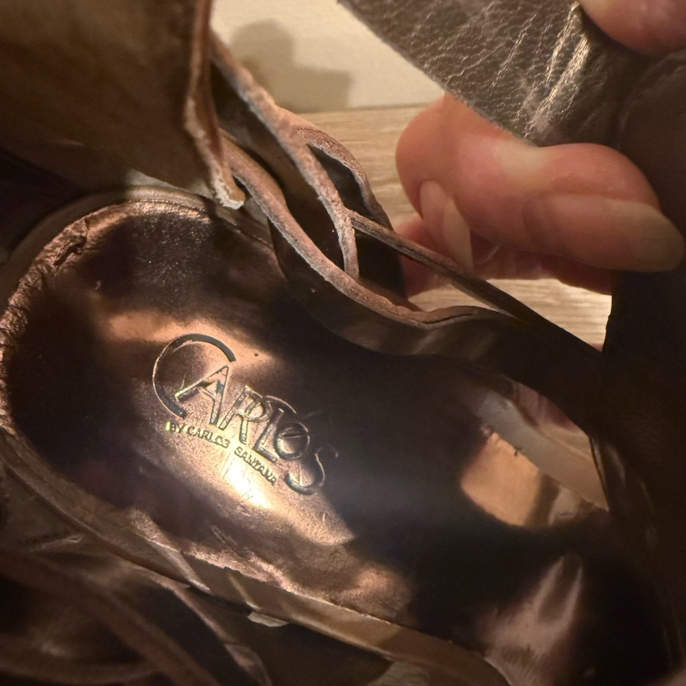 Women's Carlos Santana Brown Wedge Sandals - Picture 6 of 6